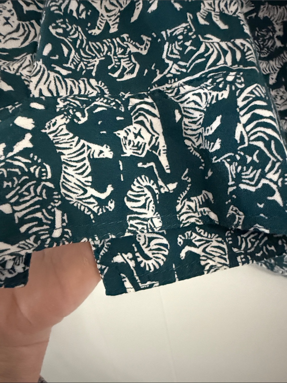Anthropologie Maeve “Amara” Teal White Tiger-Print Button-Up Shirt - Picture 6 of 13